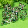 Cusdie Sharp Edges DND Dice, 7 PCs D&D Dice, Handcrafted Polyhedral Dice Set, for Role Playing Game (Green Sprite)