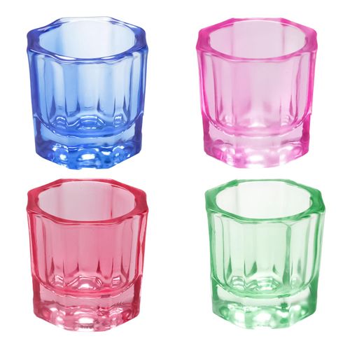 NAUZE 4 Pieces Nail Glass Crystal Cup Professional Make-up Crystal Glass Beauty Cups Nail Art Transparent Cup Tool for Nail Art Manicure Care