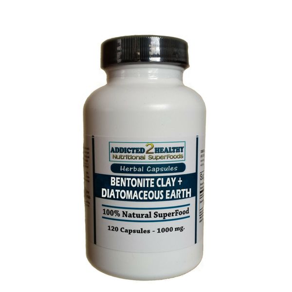 120 Sodium Bentonite Clay + Diatomaceous Earth Capsules 1000 mg - Detox + More