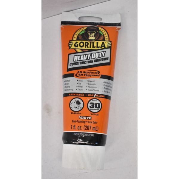 Gorilla Heavy Duty Construction Adhesive All Surface All Purpose 7oz White