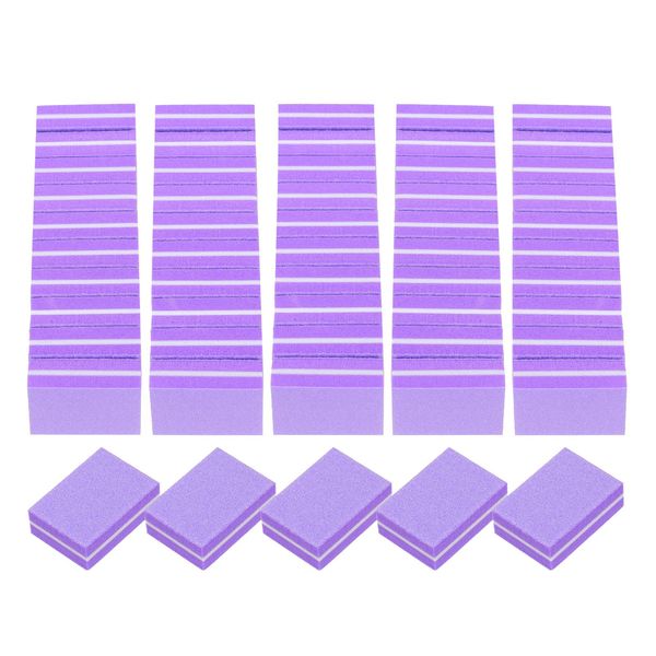 sourcing map 50pcs Mini Nail Buffers, 100/180 Grit Nail Sanding Blocks, Bulk Nail Buffing Polishing Blocks Professional Nail Polisher Set for Acrylic and Natural Nails, Purple