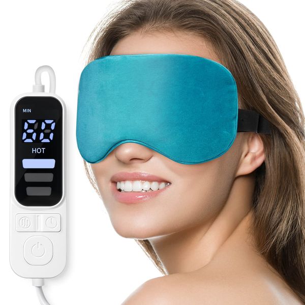 Heated Eye Mask, Warm Eye Compress Mask for Dry Eyes, USB Electric Eye Heating Pad with Temperature & Timer Control, Dry Eye Therapy Mask for Dry Eyes Blepharitis Sinus Migraine Stye MGD Puffiness