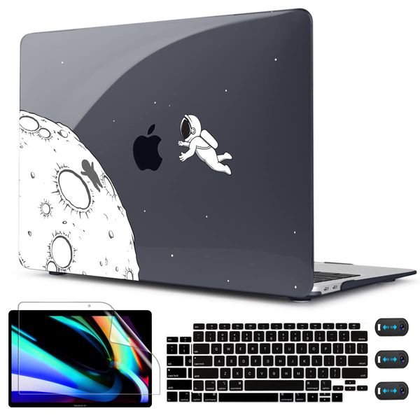 CISSOOK Case Compatible with MacBook Air 13 Inch 2021 2020 2019 2018 Release Model A2337 M1 A2179 A1932, Clear Black Hard Shell with Keyboard Cover for MacBook Air13 2020 with Touch ID, Astronaut