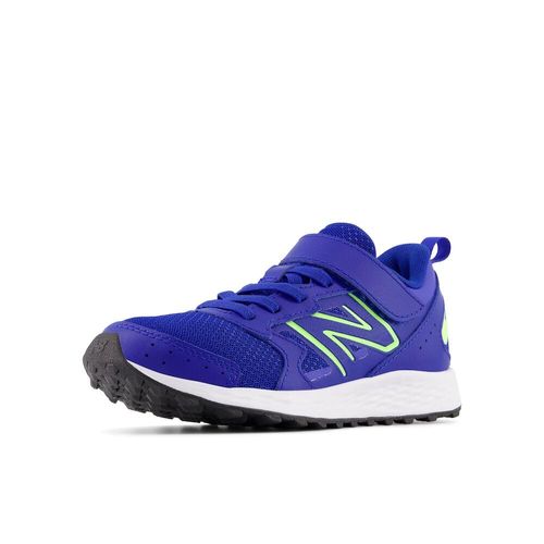 New Balance Baby Kids Fresh Foam 650 V1 Bungee Lace with Top Strap Running Shoe, Team Royal/Bleached Lime Glo, 4 Wide US Unisex Infant