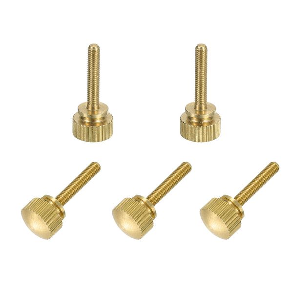sourcing map 5Pcs Brass Knurled Thumb Screws, M3x16mm Shoulder Bolts Stepped Grip Knobs Fasteners Solid Brass Diamond Knurled Thumb Screws Knobs for Electronic, Mechanical