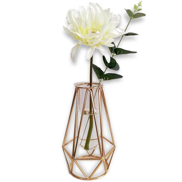 upFRAME Vase, Stylish, Gold, Glass Vase, Glass Vase, Scandinavian Flower Base, Test Tube Vase, Stylish, Flower Arrangement, Artificial Flowers, Interior Glass Base (Large, 7.5 inches (19 cm))