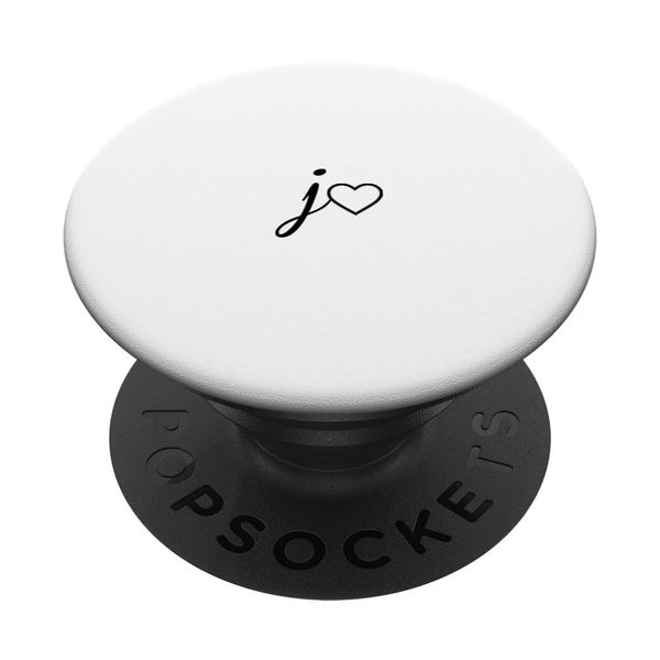 Black Initial Letter J Heart Minimalist White PopSockets Swappable PopGrip