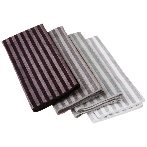 DII Cleaning Collection Multi-Purpose Microfiber, Gray Stripes, Dishtowel Set