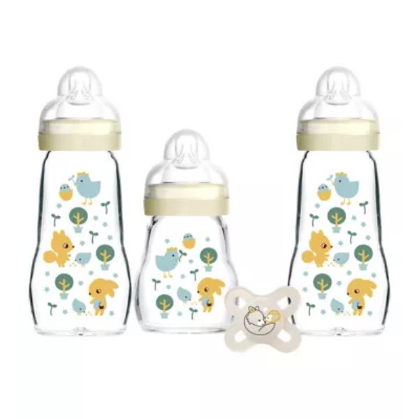 MAM Glass Baby Bottle Set Including MAM Start Soother