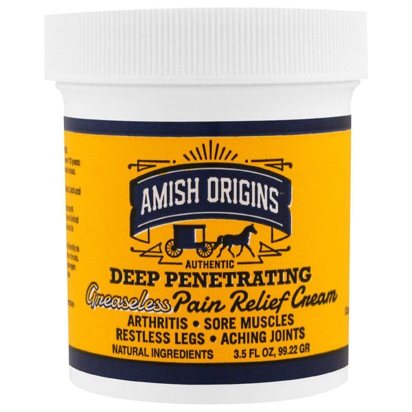 Amish Origins, Deep Penetrating, ( 2 Pack) Greaseless Pain Relief Cream, 3.5 fl