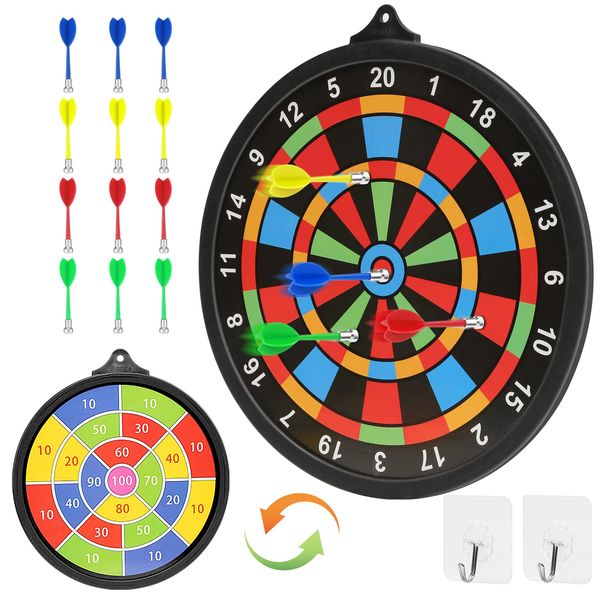 Magnetic Dart Board w/ 12 Darts, Toys for Boys Age 8-12, Safe Indoor Outdoor Games for Kids 8-12, Teen Gifts for 6 7 8 9 10 11 12 13 14 Year Old Boys Girls