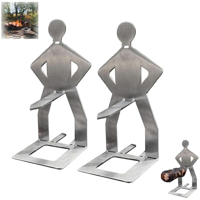 GWAWG Stainless Steel BBQ Sausage Holder, Creative Standing Man Sausage ...