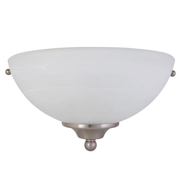 Design House 511584 Millbridge Traditional 1-Light Indoor Dimmable Wall Sconce with Alabaster Glass for Bathroom Hallway Foyer, Satin Nickel Finish