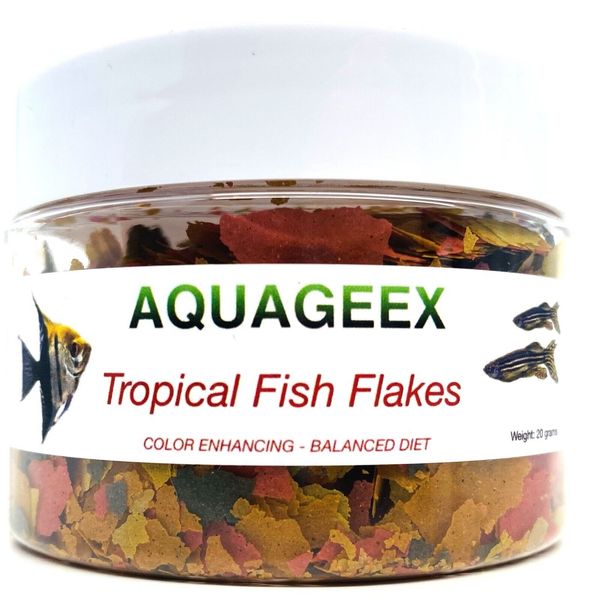 AQUAGEEX Freshwater Tropical Fish Flakes Food Enhances Natural Colors & Health