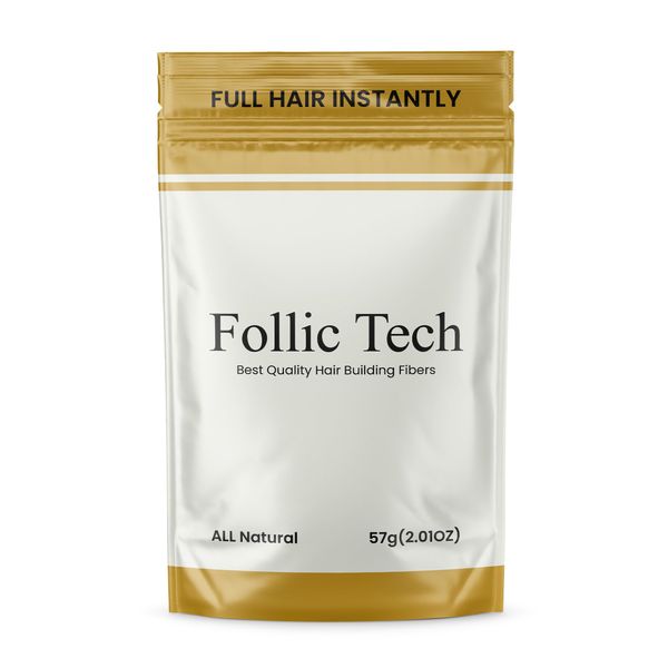 Follic Tech Hair Fibers for Thinning Hair for Men and Women - Hair Building Fibers to Achieve Fuller-Looking instantly. Thick Hair Fiber to Conceal Hair Loss in 6 Shades - 57g Refill Pack - Black