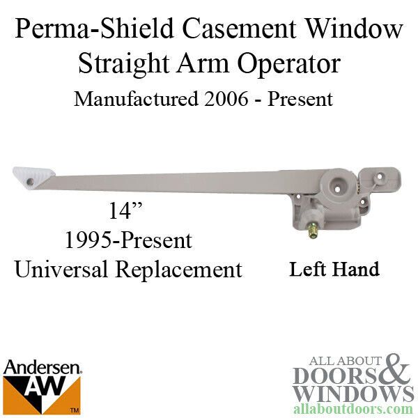 Andersen Window Operator For Casement Windows Left Straight Arm 14" Operator