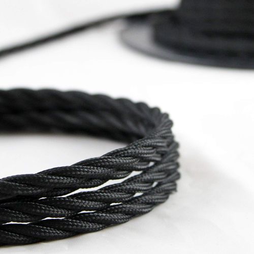 smartect Braided Cable twisted, Black, 10 Metres 3 Core Electrical Cable (3 x 0.75mm²) Vintage Fabric Electrical Wire for your DIY project