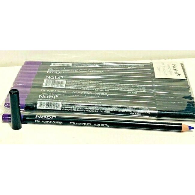 NABI EYELINER PENCIL E28 PURPLE GLITTER 12 PCS 7.5" LONG