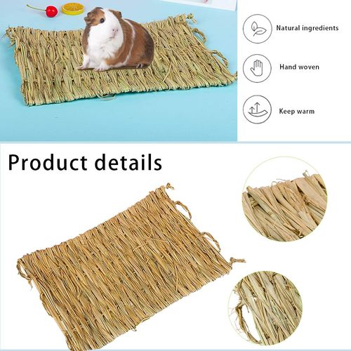 PINVNBY 6 Pack Rabbit Grass Mat,Bunny Natural Straw Woven Bed,Small Animal Cages Hay Nest Sleeping,Chewing,Nesting and Toys for Rabbits Guinea Pig Hamster Hedgehog and Squirrel Bed Mat