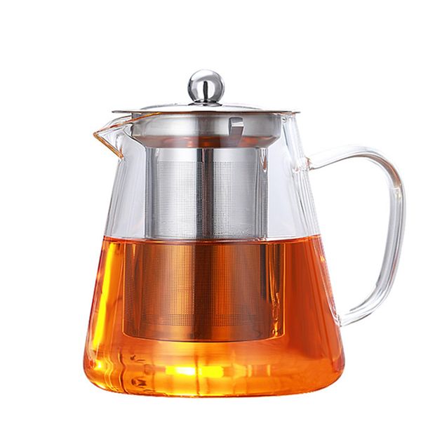 PluieSoleil Clear Glass Teapot with Infuser, Round Shape Infuser Tea Pot, Heat-Resistant Borosilicate Glass Strainer Teapot, Stovetop Safe Tea Maker