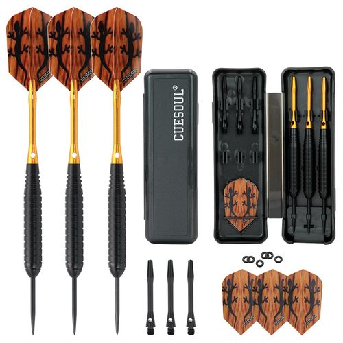 CUESOUL 23 Grams Steel Tip Darts - Black Coating Brass Barrels