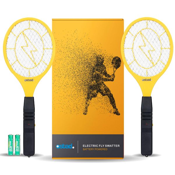 Electric Fly Swatter Racket - Indoor Bug Zapper for Home, Mosquito Killer, Fly Zapper, Pest Control, Gnat Killer, Bug Catcher, Insect Killer - Outdoor & Indoor Use 2-Pack