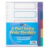 4x A4 Extra Wide Colour Coded 5 Part Strong Filing Subject Dividers Tabbed Index