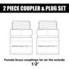 Oumuik 2-Pack 1/2 Inch Brass Compressed Air Coupling / Connection Quick Coupling Socket Plug AG Brass Fitting