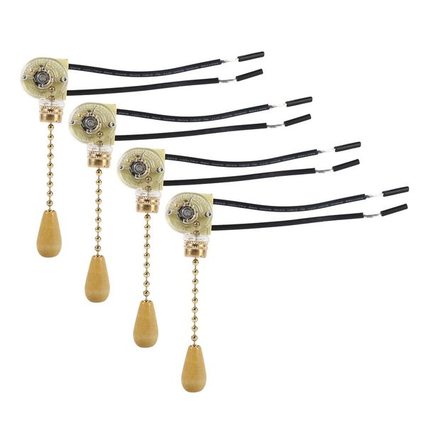 4Pcs 250V 125V Universal Zugschalter Home Deckenventilator Lampe Wandschalter Dimmer Ersatz Zugkette Schnurschalter für Wandleuchten Tischlampen