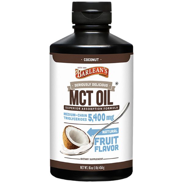 Barlean's MCT Oil Supplement, Coconut Flavored for Keto Coffee, Emulsified Creamy Liquid Syrup with 5,400mg Plant-Based MCT's to Support Energy, Focus and Wellness, 16 oz