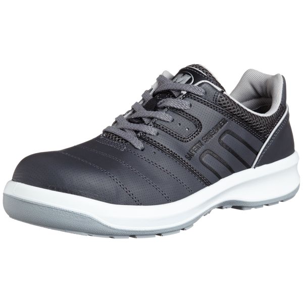 Midori Anzen G3590 Leather Sneakers, Safety Shoes, No Shake/3D Footbed, Unisex,, gray (dark gray)