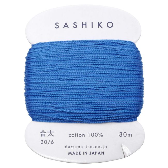 Dharma Sashiko Yarn, Card Roll, COL.225, Lapis, Approx. 98.8 ft (30 m), 01-2410 Blue