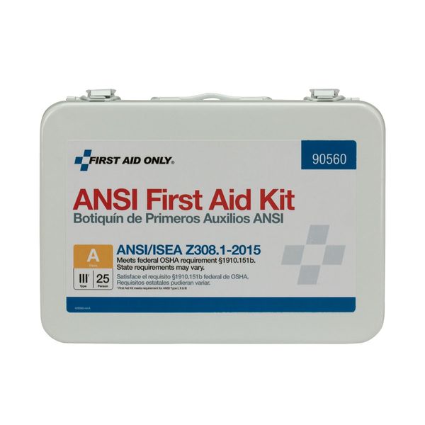 First Aid Only 90560 Bulk ANSI A 25-Person Emergency First Aid Kit for Office, Home, and Construction, 89 Pieces