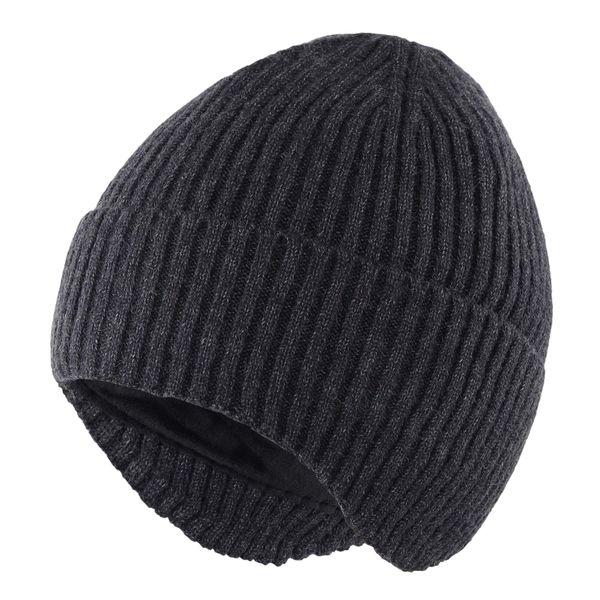 Connectyle Men’s Fleece Earflap Hat Warm Winter Skull Cap Knit Beanie with Ear Flaps Watch Hat Grey