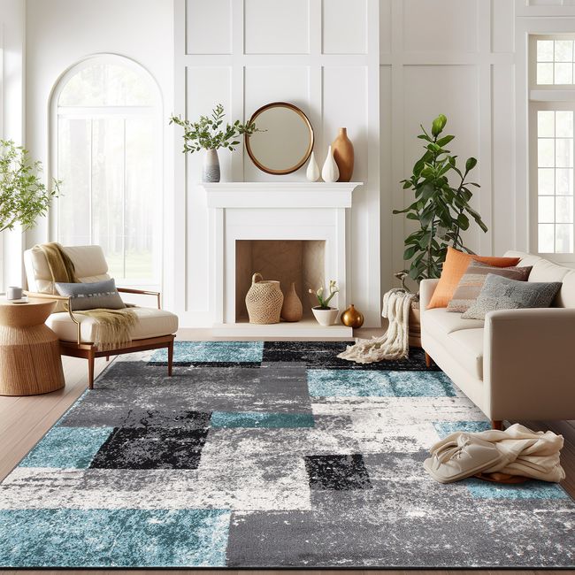 Rugshop Big Area Rug Contemporary Abstract Boxes Large Rugs for Living Room 8x10