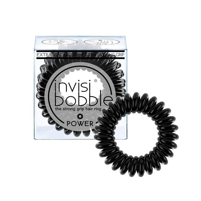 invisibobble Power Traceless Spiral Saç Bağları - 3'lü Paket Gerçek Siyah - Güçlü Elastik Kavrama Bobini Aktif Kadınlar için Saç Aksesuarları, Bükülmez, Islatmaz, Kızlar, Gençler ve Kalın Saçlar İçin