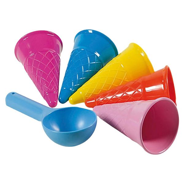 Toyvian Children Toys 6pcs Beach Sand Toys, Sand Ice Cream Molds Set, Ice Cream Sand Toys, Plastic Ice Cream Cones Scoop for Kids Beach Toys (Random Color) Beach Toy