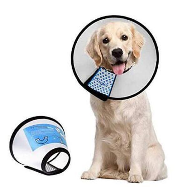 Dog Cone Collar Adjustable After Surgery, L(Neck: 13.9~17.3") White