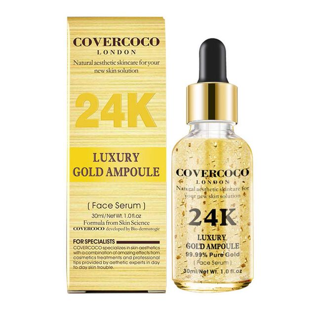 AKARY Face 24K Gold Ampoule Serum Luxury Skin Care Essence Moisturizing Smoothing Making Flawless Elasticity Soft Skin