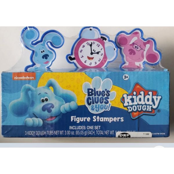 Blue's Clues Kiddy Dough Set w/ 3 Count Tubs & 3 Figure Stampers NEW