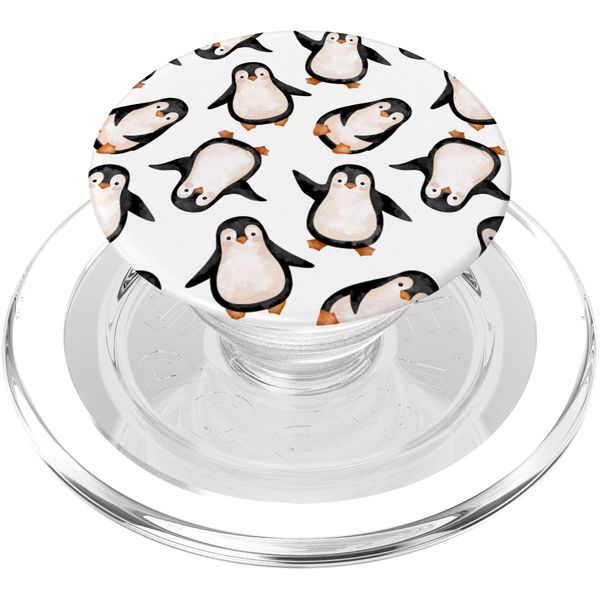 Penguins Watercolor Pattern PopSockets MagSafe PopGrip for iPhone