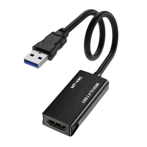 MT-VIKI USB 3.0 to HDMI Adapter, USB 3.0 to HDMI Male to Female Adapter, Supports 1080P, Mac OS, Windows 10/8.1/8/7 (Unidirectional)