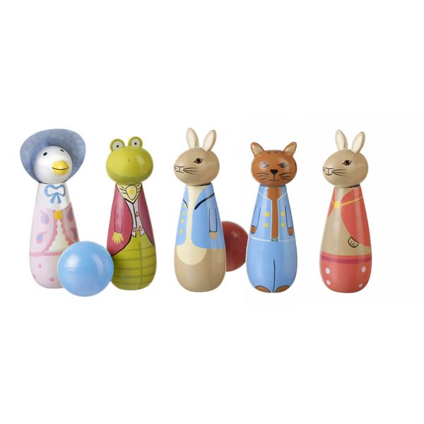 Orange Tree Toys Wooden Bowling Set Skittles Game Kids Beatrix Potter Peter Rabbit & Friends