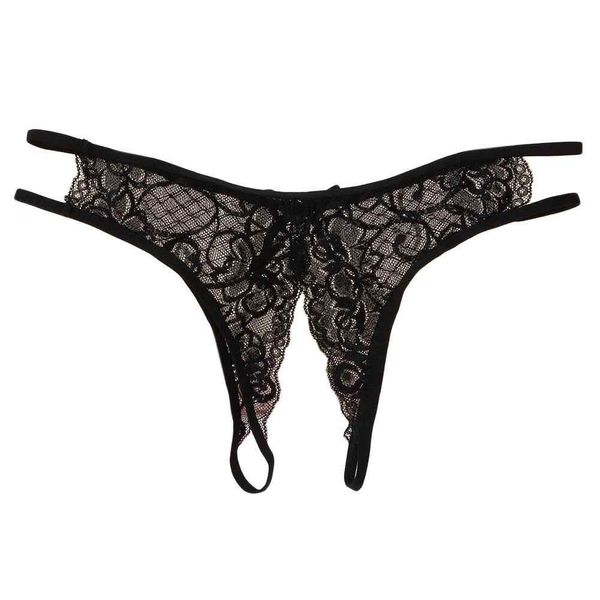 Y&T L22-1 Super Sexy Front and Back Perforated Open Crotch Panties, Sexy Lingerie, Underwear, Women's, Lace, Panties, T-Pack, Black