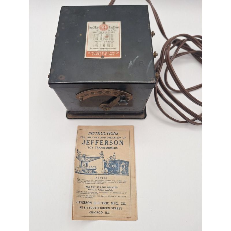 Vintage No.3 Toy Train Transformer Jefferson Electric 150W tested