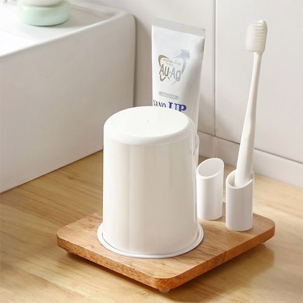 All-in-one wooden toothbrush cup set toothbrush holder toothpaste holder