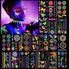 HOWAF 20 Sheet Neon Temporary Tattoos, Neon Tattoos Glow In The Dark Tattoos UV Tattoos Neon Waterproof Tattoo Stickers Fake Tattoos Glow In The Dark Tattoos for Kids Adults Women Girls Face Body Art