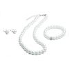 FlexiStore Knotted Pearl Necklace – Pearl Bracelet – Pearl Earrings – Set White, Pearl, Pearl