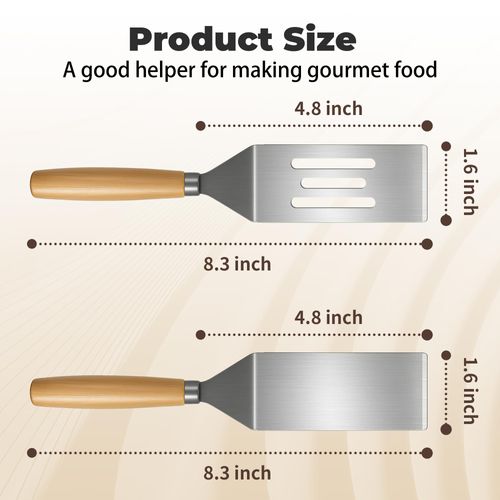Small Spatula,Stainless Steel Spatula,Metal Spatula for Cooking with Heat Resistant Handle,Metal Spatulas for kitchen use for Pancakes、Lasagna、Brownies、Cake and Cookie (2 PCS)