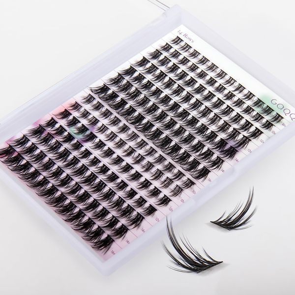 GAQQI Einzelne Wimpern 168pcs Cluster Lashes C Curl Mix Diy Wimpern Extensions Individuelle Wimpern FüR Augen Make-Up Diy WimpernverläNgerung(09-C Mix)